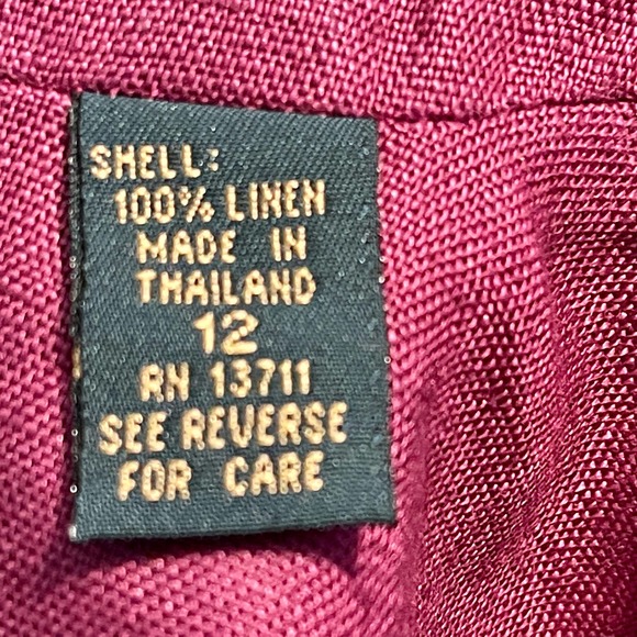 Embassy Row 100% Pure Linen Red Wine Blazer Size 12 S1142-01 - Picture 8 of 8